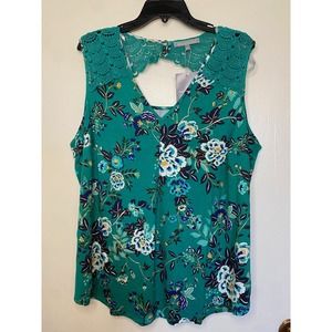 Daniel Rainn Anthropologie Women's Top Sleeveless Floral V-neck Plus size 2x NWT
